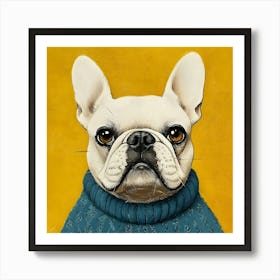 Frenchie In Yellow And Blue 6 Art Print