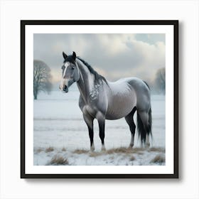 Horse Standing In The Snow 3 Art Print