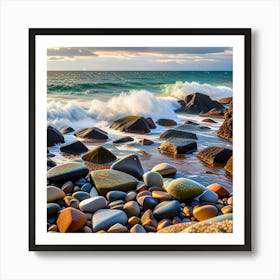 Rocks On The Beach Art Print