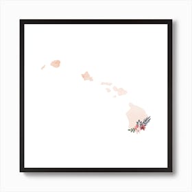 Hawaii Watercolor Floral State Art Print