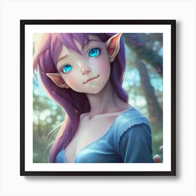 Elf Girl Hyper-Realistic Anime Portraits 8 Art Print