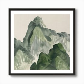 Japanese Watercolour Of Mount Nantai 4 Art Print