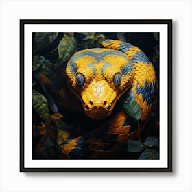 Yellow anaconda in the forest Art Print