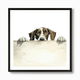 Dog Peeking Over A Sign 12 Art Print