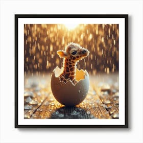 Baby Giraffe In The Rain Art Print