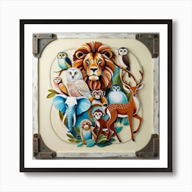 Lions And Animals Art Print