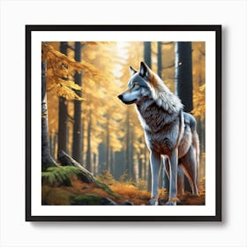 Wolf In Forrest Ultra Hd Realistic Vivid Colors Highly Detailed Uhd Drawing Pen And Ink Perfe (3) Art Print