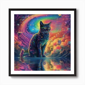 Psychedelic Cat Art Print