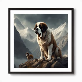 St Bernard Dog 100 Art Print