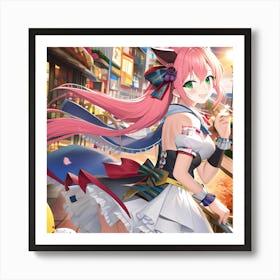 Anime Girl With Pink Hair 2 Art Print