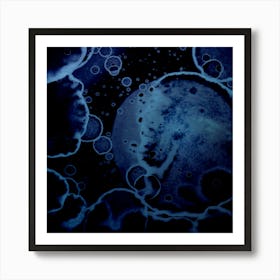 Alcohol Ink Black And Blue Cosmos Art Print