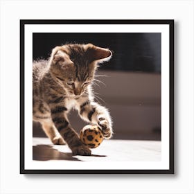 Kitten Playing With A Ball Art Print