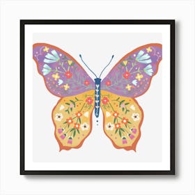 Hand drawn Floral Butterfly 2 Art Print