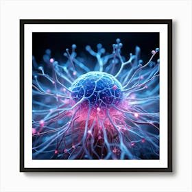 A Head Like 3d Render Nucleoli Luminescing In An Intricate Network Of Neural Connections Depicts A 2 1 Art Print