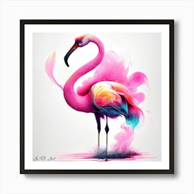 Colorful Brush Painting Of A Beautiful Designed Flamingo Art Print
