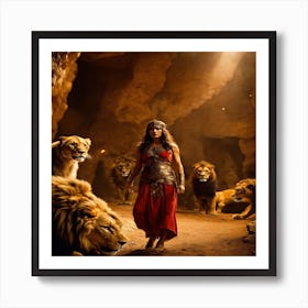 Lions In The Cave Art Print