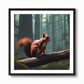 Red Squirrel In The Forest 55 Art Print