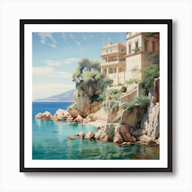 Monet's Vision: Shimmering Seaside Charm Art Print