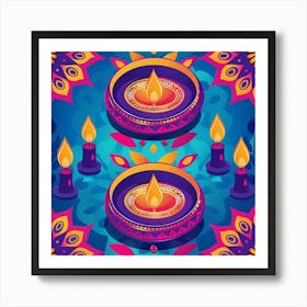 Diwali Themed Banner Texture Featuring Rangoli P 1 1 Art Print