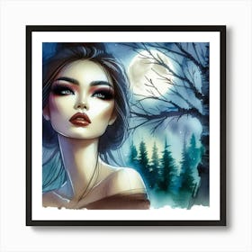 Asian Girl In The Forest Art Print