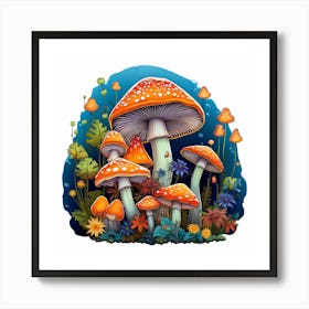 Mushrooms And Flowers 56 Art Print