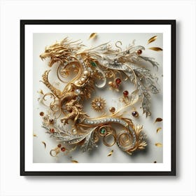 Dragon With Jewels Art Print