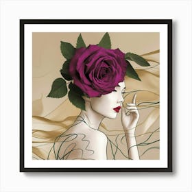 Woman With A Rose 1 Art Print