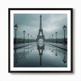 Eiffel Tower In Rain Affiche