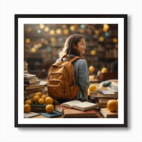 Young Woman Studying In The Library Art Print