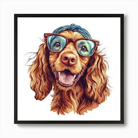 Dog With Glasses 49 Art Print