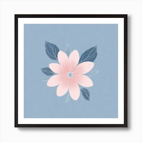 A White And Pink Flower In Minimalist Style Square Composition 636 Art Print