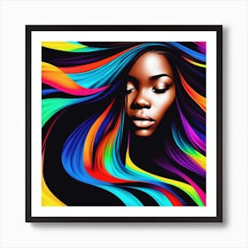 Afro-American Woman With Colorful Hair Art Print