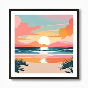 Sunset At The Beach 6 Art Print