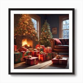 Christmas Tree In The Living Room 104 Art Print