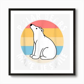 Smile Polar Bears Cute Wildlife Animal Nature Art Print