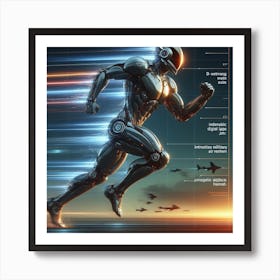 Futuristic Robot Running 1 Art Print