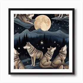 Howling Wolves Art Print