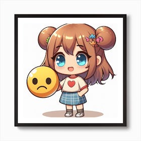 Cute Girl With Smiley Face 1 Art Print