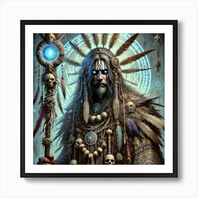 A Detailed Character Portrait Of Shaman Rhael From Art Print