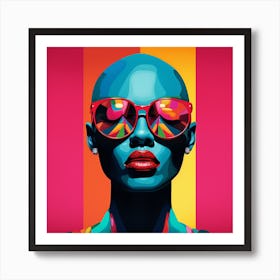 Woman In Colorful Sunglasses Art Print