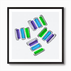 Rectangle Shapes Groupie Blue Green Art Print