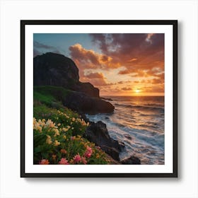 Sunset At The Beach Art Print