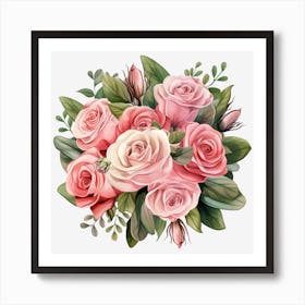 Bouquet Of Pink Roses 4 Art Print