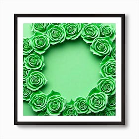 Green Roses In A Circle 2 Art Print