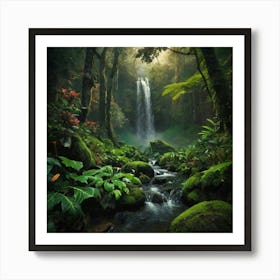 Waterfall In The Jungle 2 Art Print