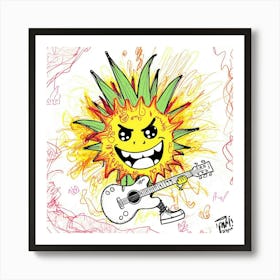 Sun With Guitar Art Print