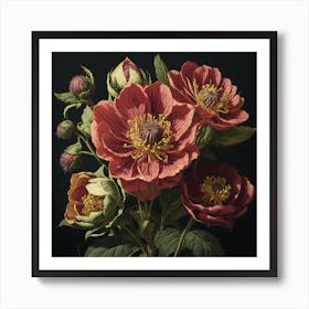 Bouquet Of Red Flowers Art Print