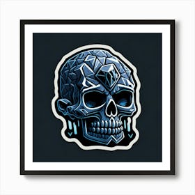 Skull Sticker With A Cap Silver (125) Art Print