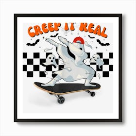 Funny Halloween Creep It Real Vintage Retro Skateboarding Art Print