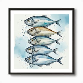 Five Fishes Art Print